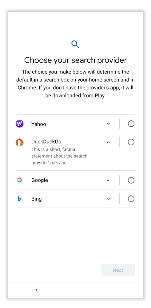 Android Choice Screen - “екран за избор”