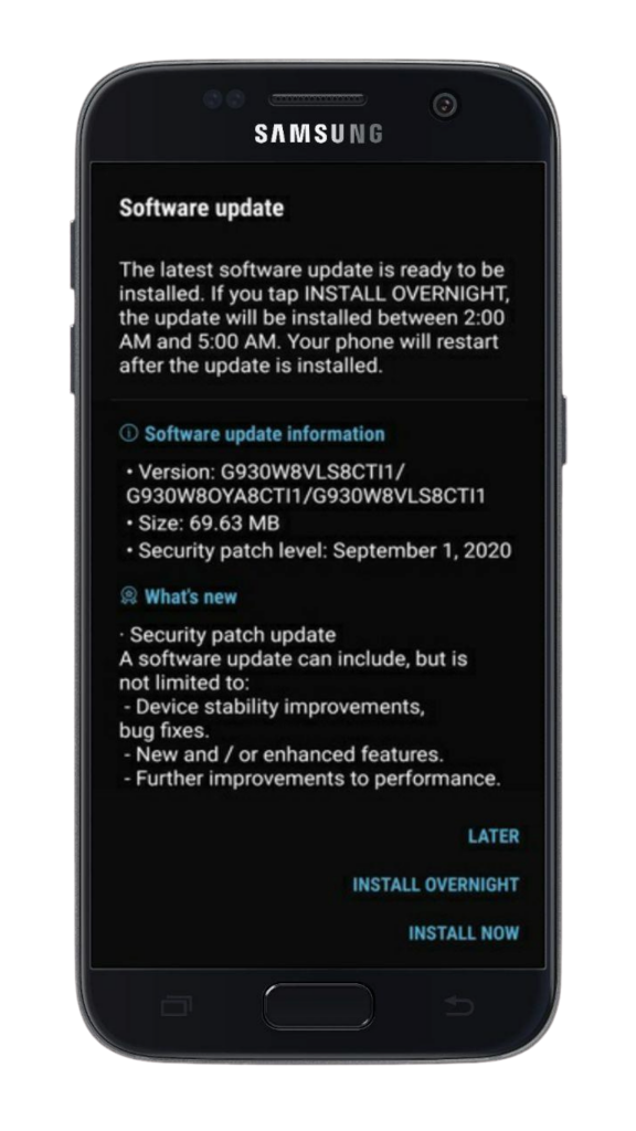 Samsung Galaxy S7 или S7 Edge получават актуализацията с версия G930W8VLS8CTI1 и G935W8VLS8CTI1, която подобрява стабилността и производителността на устройството, и отстранява някои грешки.