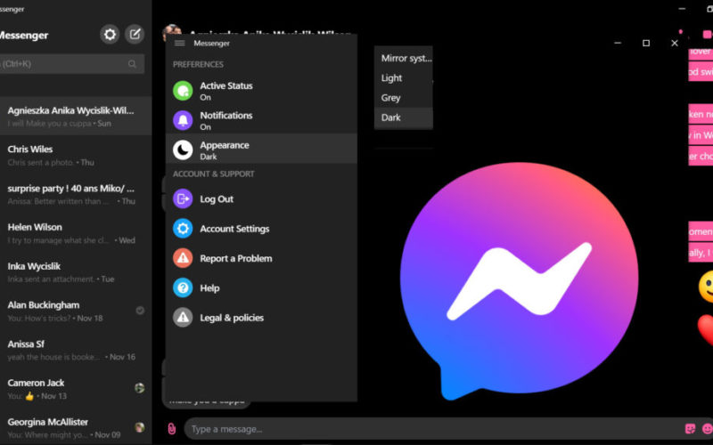 Facebook ще подобрят тъмния режим в приложението Messenger, като следва настройките за Dark Mode, зададени на системно ниво.