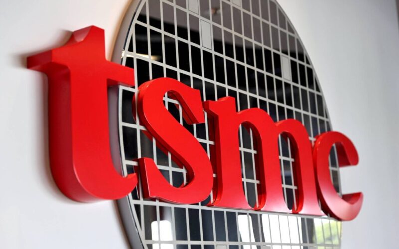 Logo of Taiwan Semiconductor Manufacturing Co (TSMC), in Hsinchu