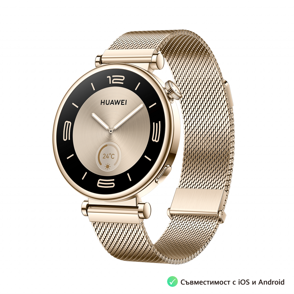 Huawei Watch GT 4, 41 мм, Gold Milanese дамски смарт часовник за жени