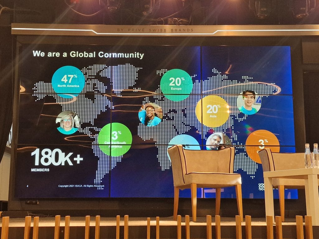 Слайд от презентацията на Joris Vredeling - European Chapter Advocate в ISACA на SheLeadsTech Sofia 2024 - общността