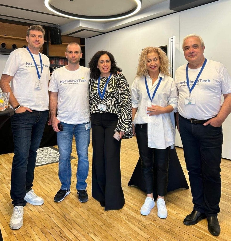 Павел Георгиев, Антон Пулийски, Росина Чолеева-Киркова, Павлина Иванова и Янко Спасов на SheLeadsTech Sofia 2024