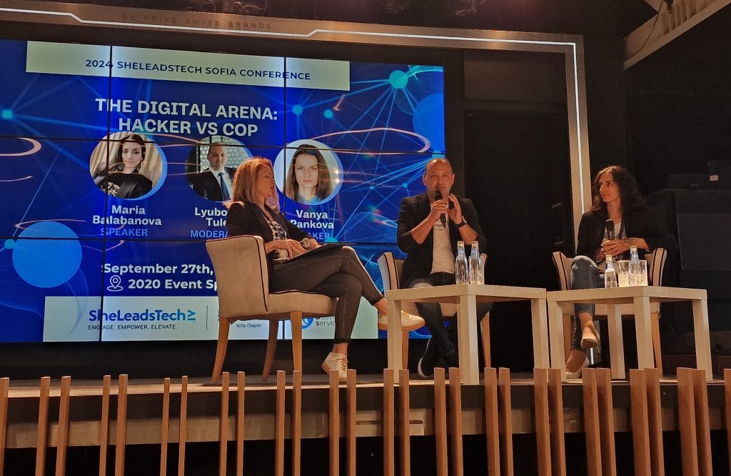 Дискусия с модератор Любомир Тулев, vice–president of TBS с
участници Мария Балабанова (етичен хакер) и Ваня Панкова (разследващ хакерски атаки)
