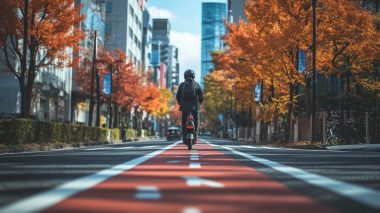 scooter_on_a_bike_lane_in_an_urban_environment