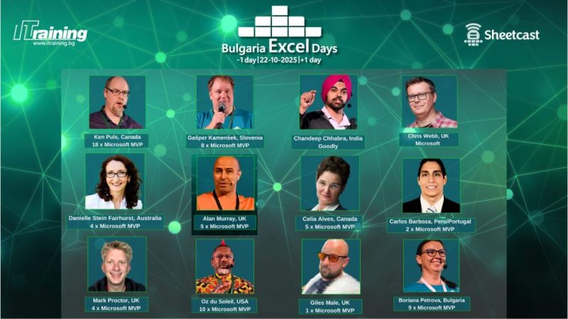 Microsoft MVP звезди, YouTube инфлуенсъри и световни визионери се събират в София за Bulgaria Excel Days 2025. Запознайте се с лекторите!
