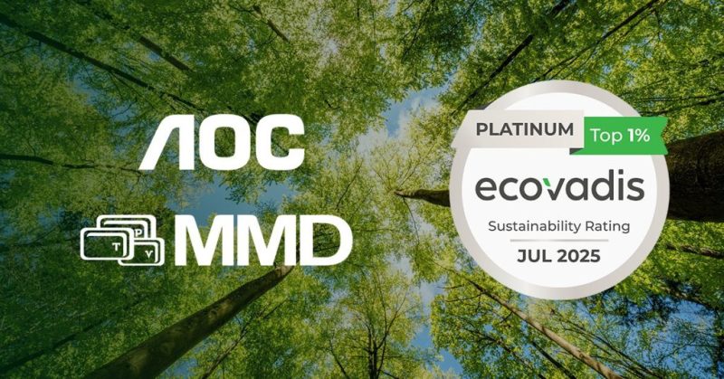 TPV Technology получи платинен медал от EcoVadis и се нареди сред топ 1% на най-устойчивите компании в света – признание за AOC и MMD.