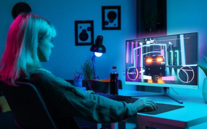 Philips Evnia 27M2N5901A: двурежимен 27" монитор с UHD@160Hz и FHD@320Hz, AI Ambiglow подсветка и пълна свързаност. Идеален за геймъри и професионалисти.