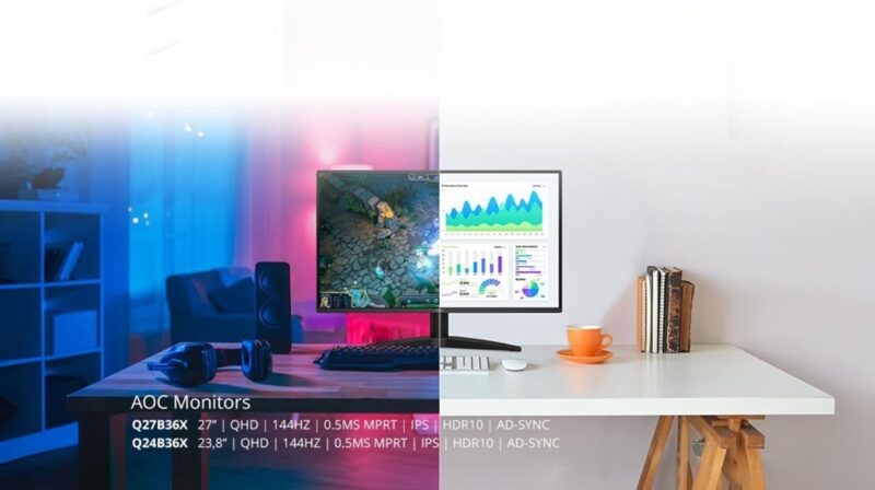 QHD монитори с 144 Hz, IPS панели и балансирана производителност за работа и забавление – новите модели от серията B3 на AOC.