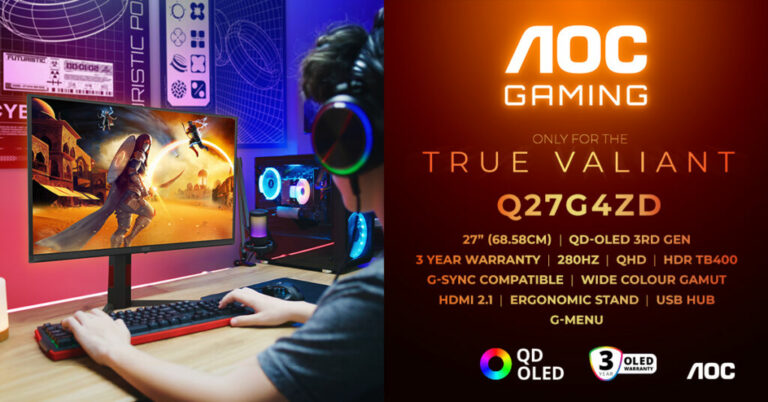 QD-OLED от 3-то поколение с 280 Hz и 1000 нита: AOC GAMING Q27G4ZD предлага производителност от следващо поколение на достъпна цена.