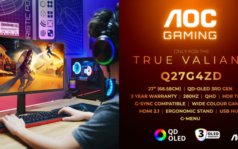 QD-OLED от 3-то поколение с 280 Hz и 1000 нита: AOC GAMING Q27G4ZD предлага производителност от следващо поколение на достъпна цена.