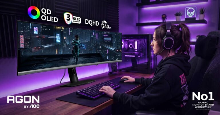 AGON by AOC представи на gamescom 2026 два QD-OLED монитора с 34 и 48,9 инча, до 360 Hz и цена от 999 евро.